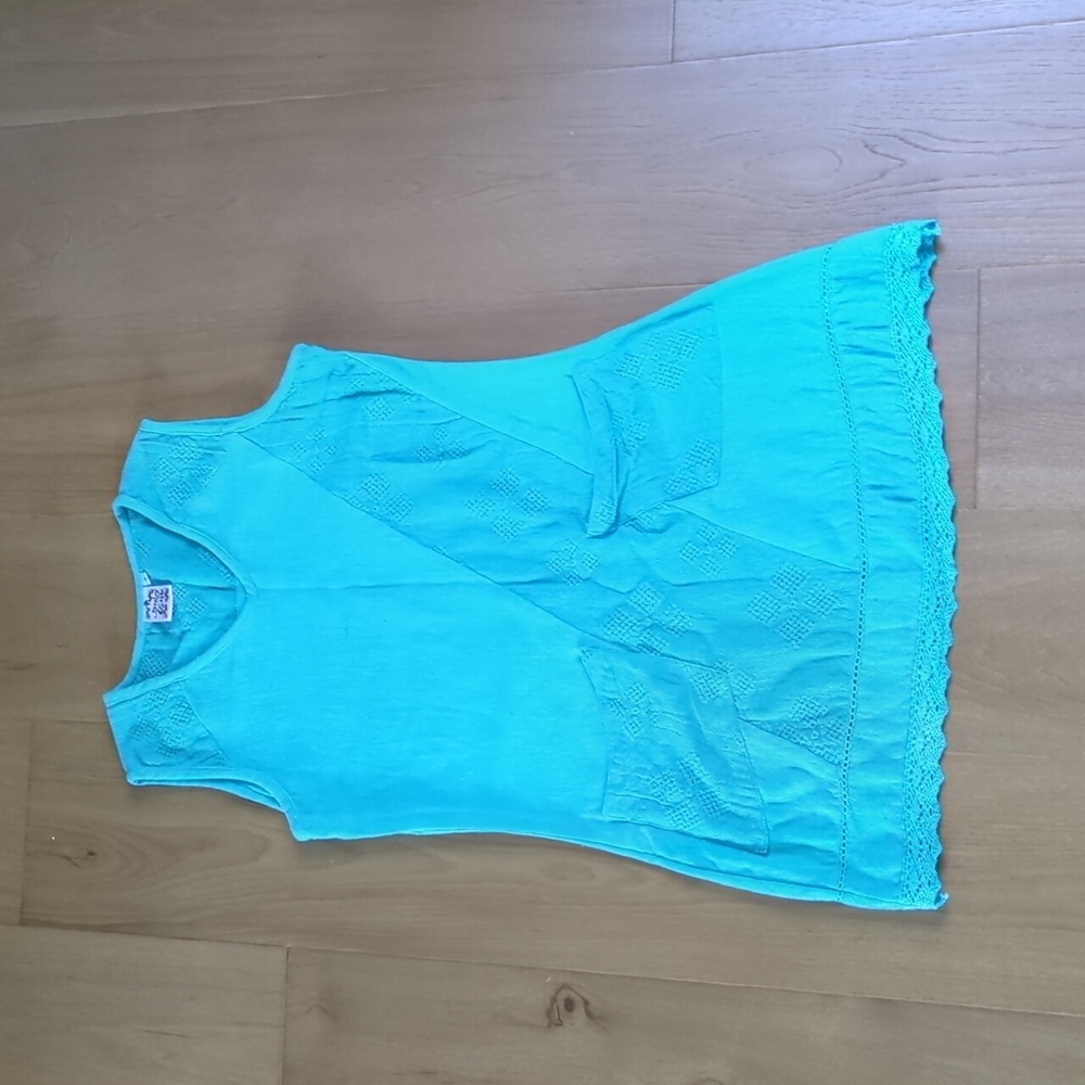 Parsley & Sage Sleeveless Cotton Tunic Dress Sky Blue Size Small